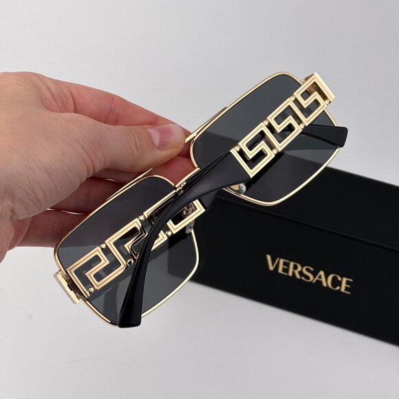 Versace VE2290 Sunglasses – Gold / Dark Grey Metal (100287) - Picture 3 of 11